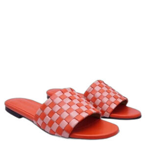 EUC Almanaque Leather Woven Sandal Orange Pink Sz 37/6.5